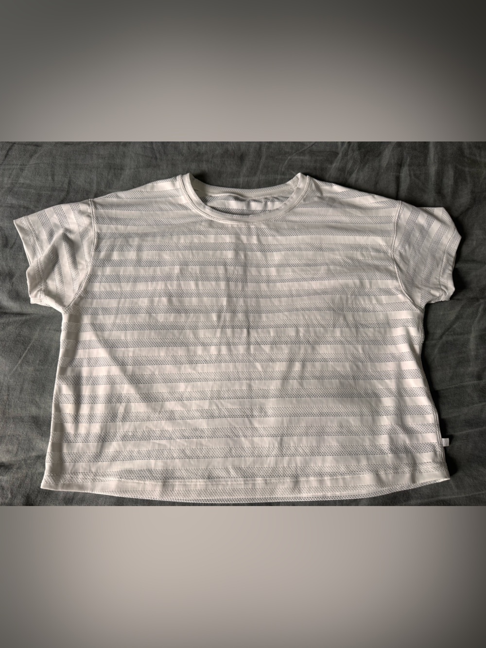 lululemon athletica White Striped Short Sleeve Tee